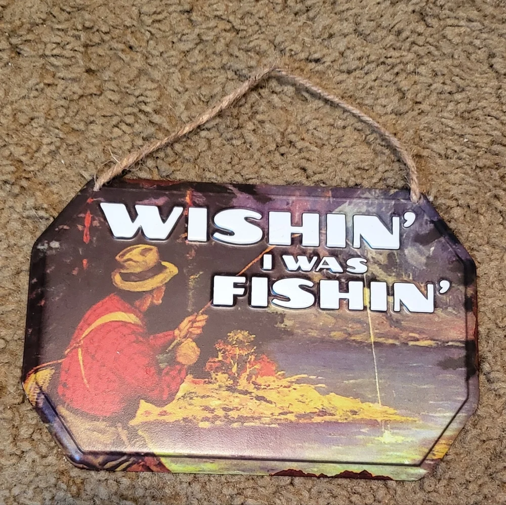 Fishing Themed Metal Wall Sign Wall Hanging